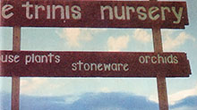 A sign welcomes visitors and customers to the nursery.